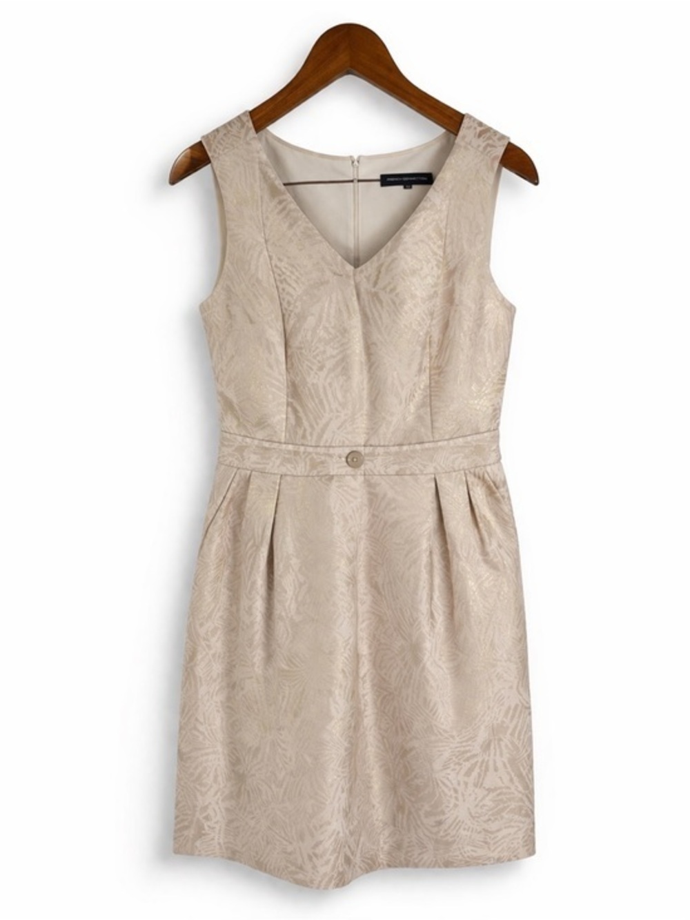 gold cream dress Ellen Tracy Metallic Brocade Sheath Dress Size 12 Petite